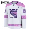 New York Rangers Hockeydrakt Custom Fanatics Hockey Fights Cancer Practice 2024-25 Hvit - Barn
